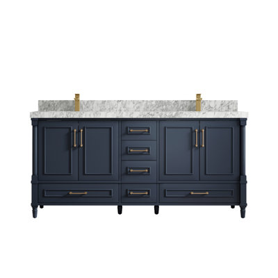 Aberdeen 72'' Double Bathroom Vanity with Marble Top
