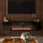High Gloss 67 In. Black Tv Stand, Sleek Lines, Honeycomb Pattern, Golden Electroplated Handle, Multimedia Storage Paint Media Contemporary Look, Double Door Design, Open Shelf For Decoration, Quick