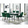 Anders Modern High Gloss Marble Effect Dining Table Set with 6 Luxury Velvet Dining Chairs