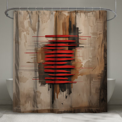 Red Abstract Brushstrokes Shower Curtains Extra Long