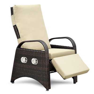 Chaise d'extérieur confortable avec table ajustable et repose-pieds inclinable avec coussin d'eau intégré