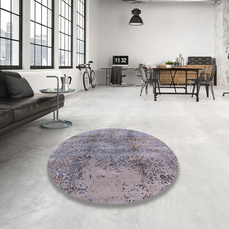 Tapis oriental brun clair / bleu / brun Hust, Rond 7 pi