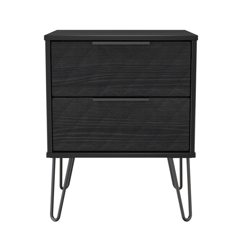 Harlequin 45cm W Manufactured Wood Bedside Table, Black