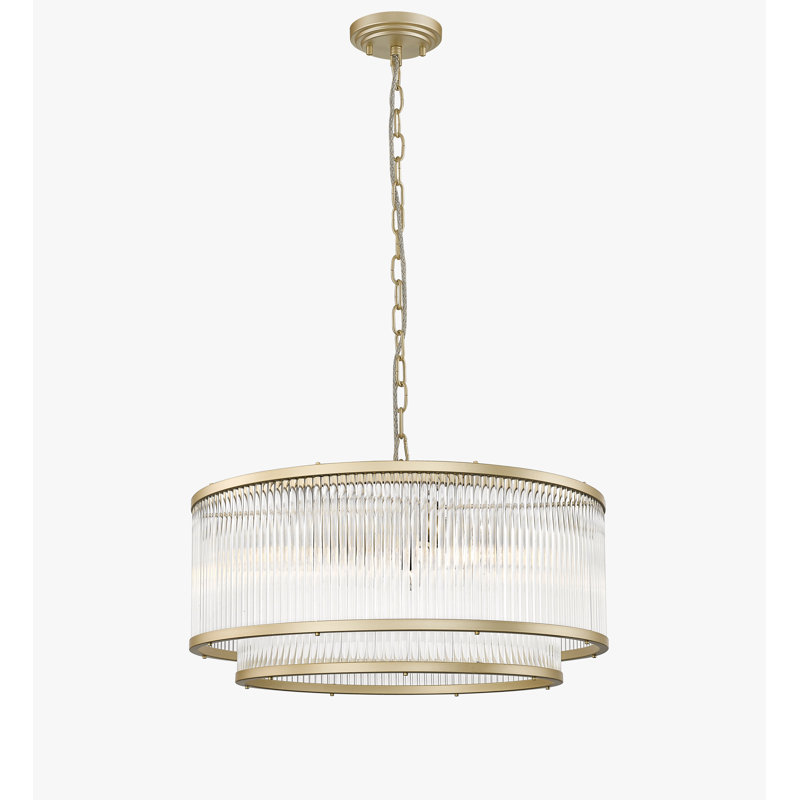 Dosch 5 - Light Geometric Pendant, Matt Gold, 6 Lights, 150cm H x 51cm W