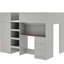 Lit mezzanine double gris avec bureau, rangement et garde-robe
