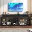 Meuble télé 71 po à DEL avec prise de courant, lumières DEL 60 couleurs pour téléviseur 65 70 à 80 po, centre de divertissement pour jeux ultrabrillant avec tablettes réglables, console de télévision au design moderne pour la chambre à coucher du salon-340027478-357274550