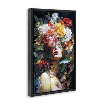  Rose Bedecked Woman Framed Floater Canvas by Leon Devenice