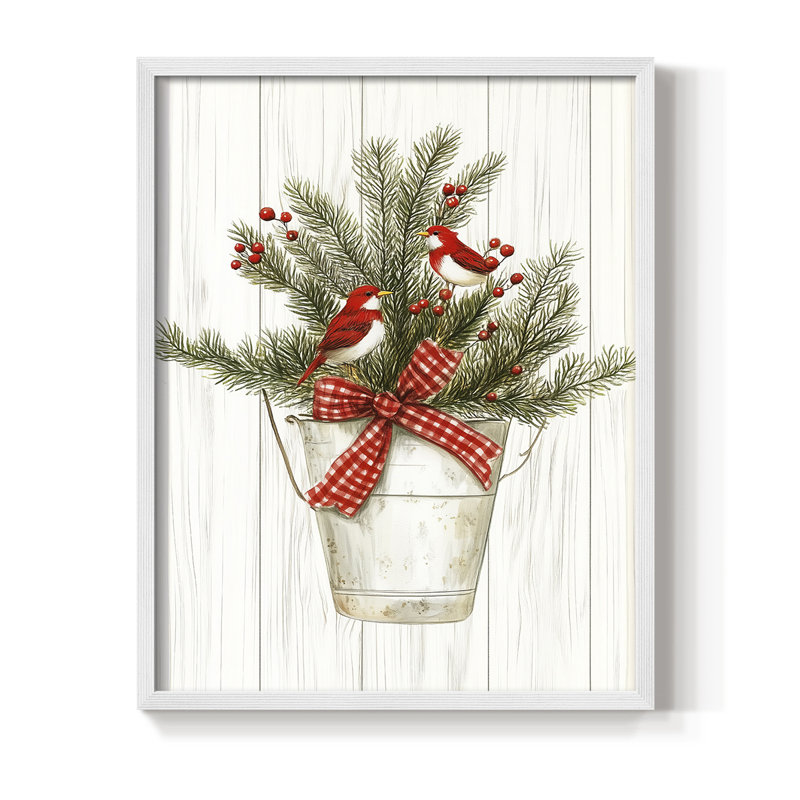 «Christmas Holiday Art», reproduction encadrée en bois massif, H 11 po x l 9 po, Blanc