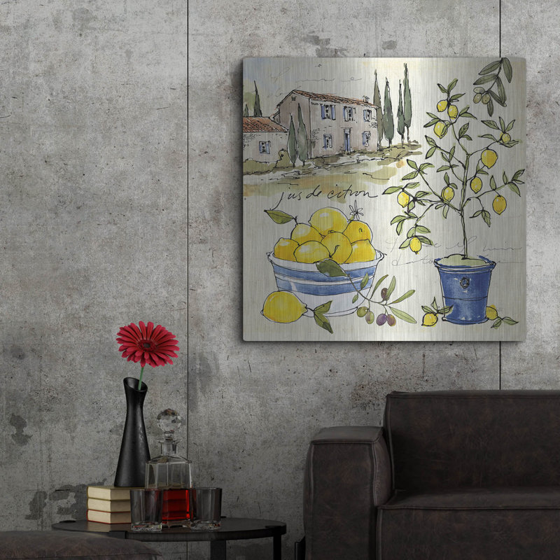 August Grove® «Citron III» par Anne Tavoletti, art mural en métal, H 36 po x l 36 po