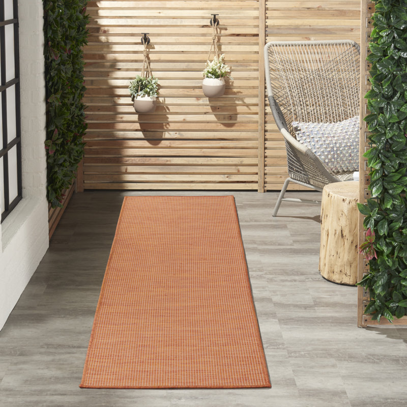 Lillehammer Solid Indoor/Outdoor Area Rug, Runner 2'2" x 10', Terracotta