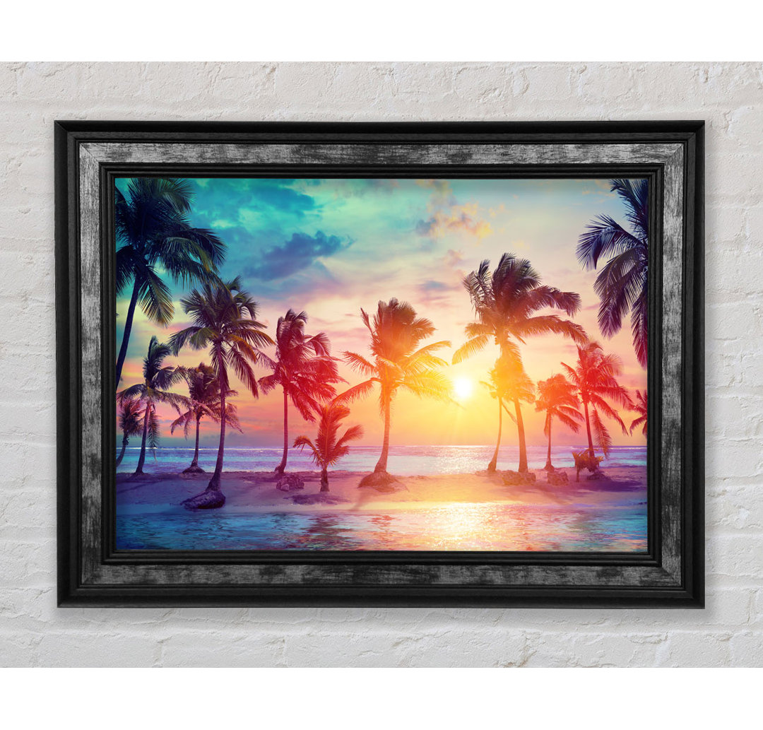 Gerahmtes Leinwandbild Hawaii Sunset Sea