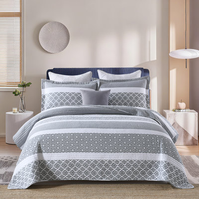 DDUOXIN 100% Cotton 98×106 inch Quilt Sets - 1 Quilt with 2 Pillow Shams