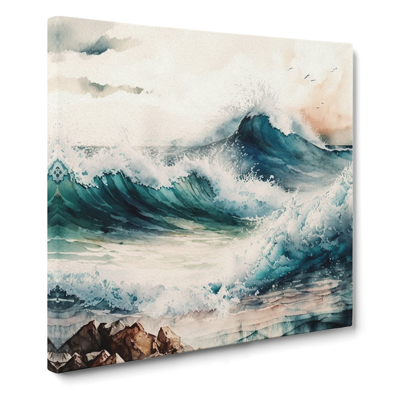 Ocean Watercolour - No Frame Print, 35cm H x 35cm W x 3cm D
