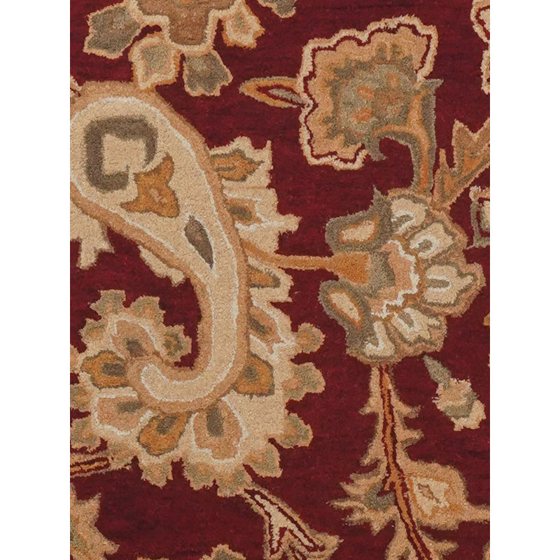 Solomonia Hand Tufted Wool Eco-Friendly Area Rugs - Rectangle, Dark Red Color, Floral Modern Design, High Pile Thick Handmade Anti Skid Area Rugs for Living Room, Bed Room