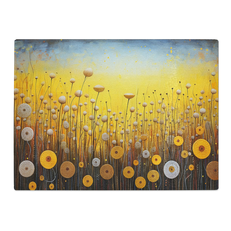 Dandelion Colour Field  Glass Chopping Board