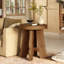 Table d'appoint ronde en bois massif rustique, table de bout de style campagnard pour le salon ou la chambre à coucher, petite table de chevet brune-2131496152