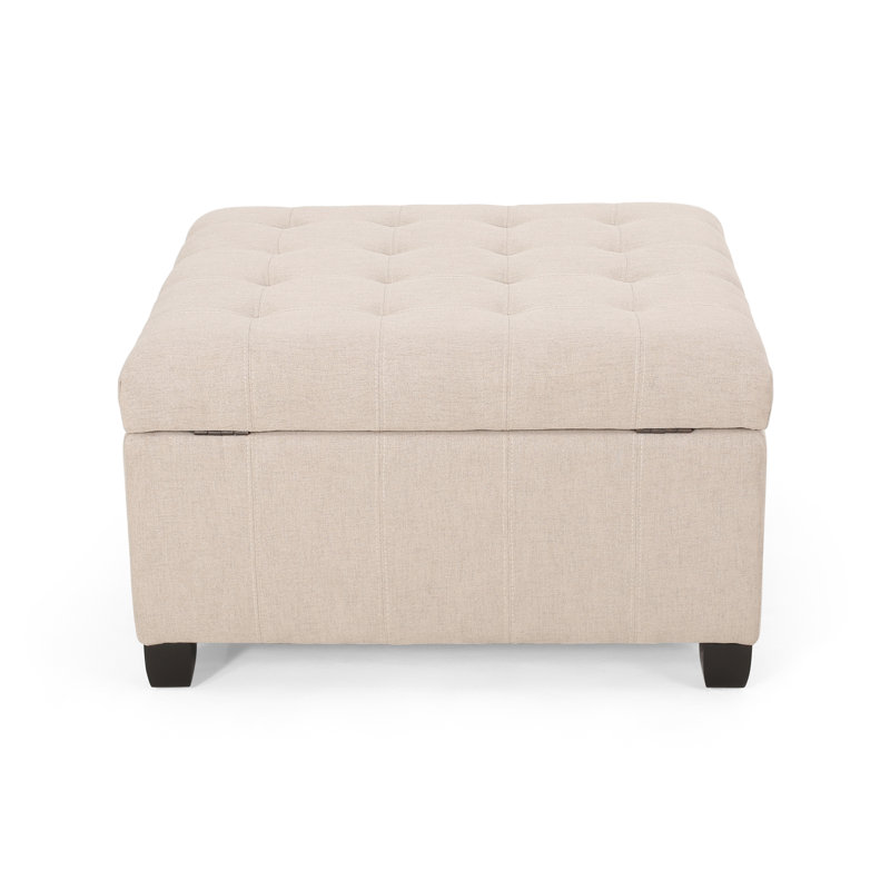 Contemporary Storage With Wheat Color, Birch Wood Legs And Comfortable Seating Waffle Stitch Design For Small Decor
