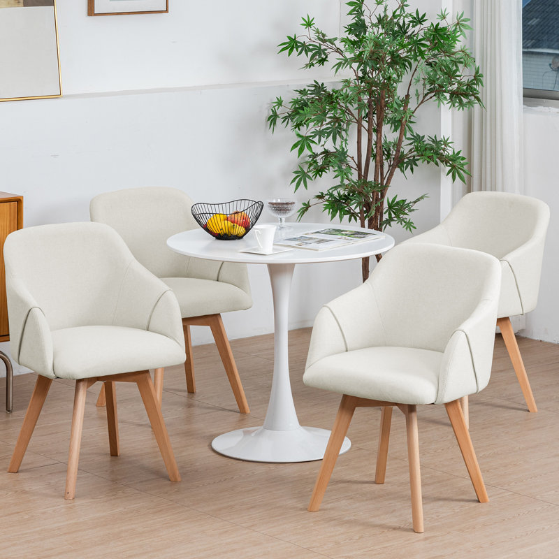 Fegan Swivel Linen Upholstered Back Side Chair, Beige, 2