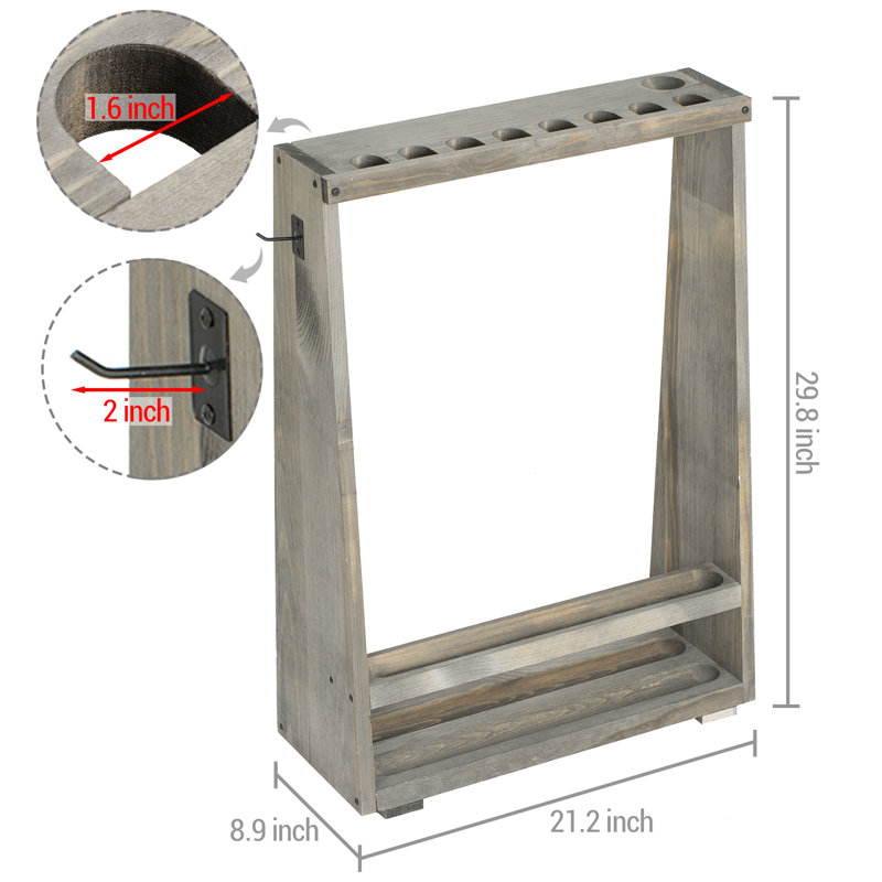 Solid Wood Floor Pool Cue Rack