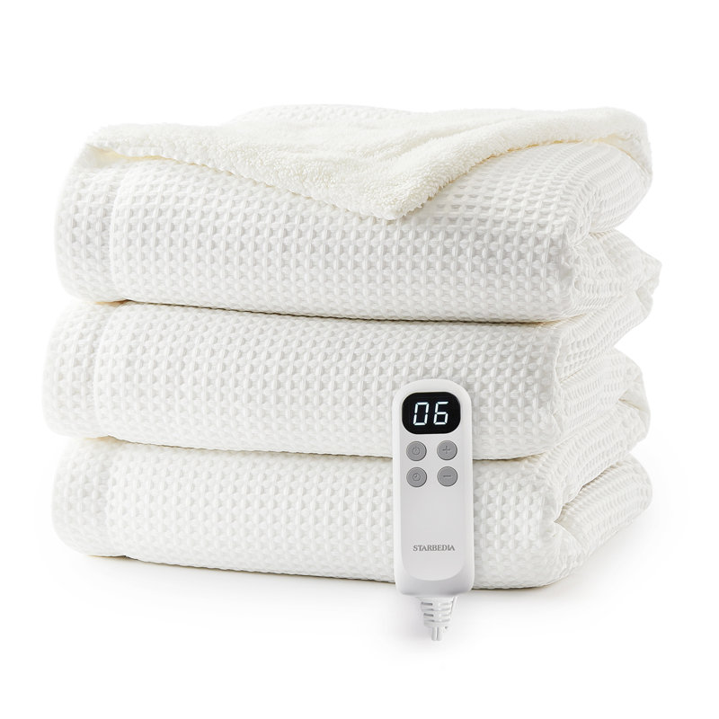 Heated Throw Blanket, White, 152.4cm L x 127cm W