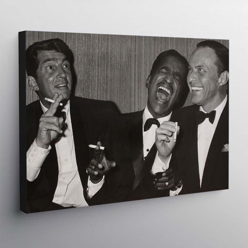 Rat Pack Dean Martin, Sammy Davis Jr. And Frank Sinatra Laughing - Wrapped Canvas Print, 20.5cm H x 30.5cm W x 3.8cm D