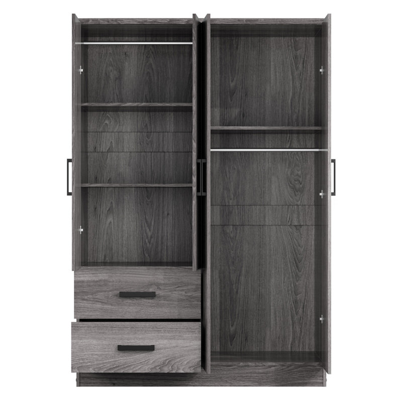 Armoire 4 portes avec 2 tiroirs et tablettes Apollonios, Gris