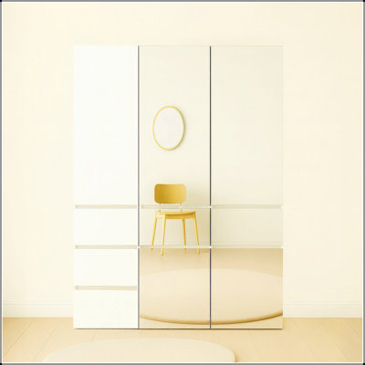 Elise Modular Wood Closet System With Adjustable Shelves And Full-Length Mirror For Customized Storage Solutions