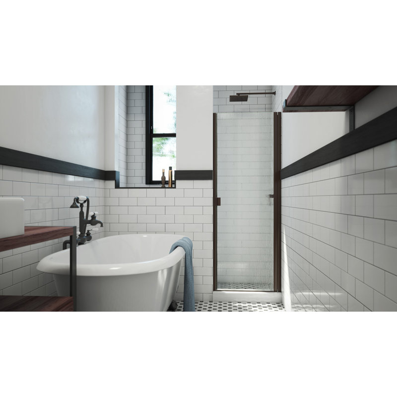 RD 34" W x 66" H Hinged Semi-Frameless Shower Door, Rain, Oil Rubbed Bronze