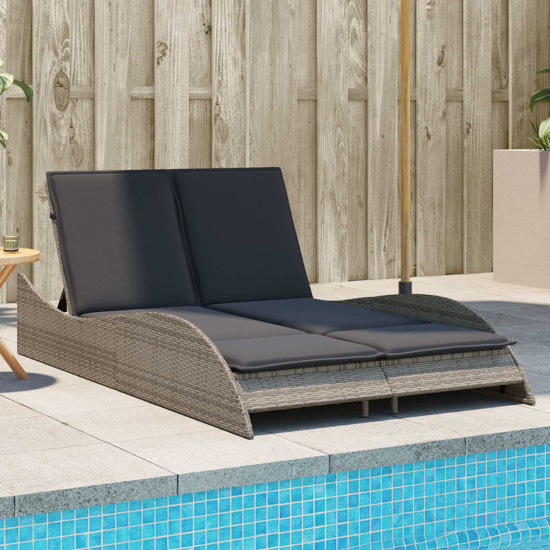  Chaise longue de patio gris clair