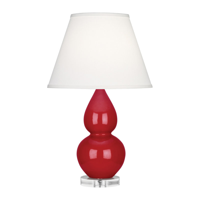 Small Double Gourd Ceramic Table Lamp, Ruby Red