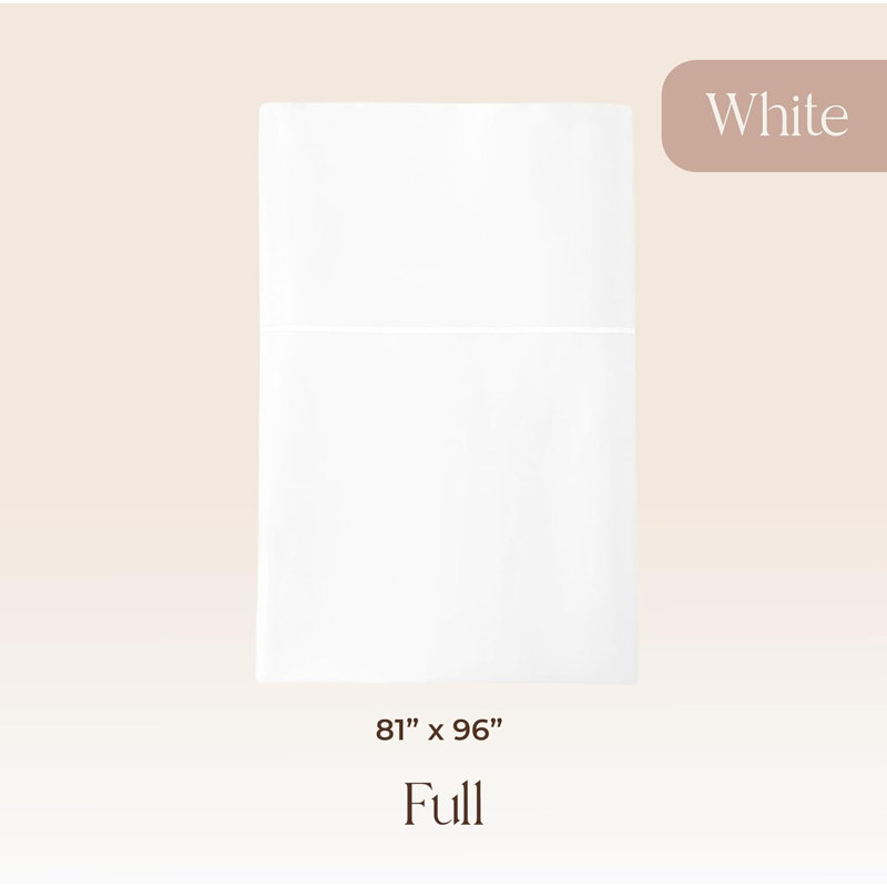 Whisper Organic Certified Organic Full Flat Sheet Only - 100% Organic Cotton Sheets With Luxurious Soft And Breathable 300 Thread Count Sateen Weave Finish - Gots & Fairtrade Certified (White, Full)