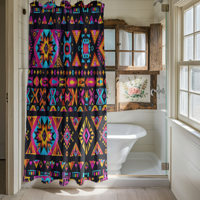 Rideau de douche standard 1 pièce Bold Aztec Designs, H 74 po x l 71 po