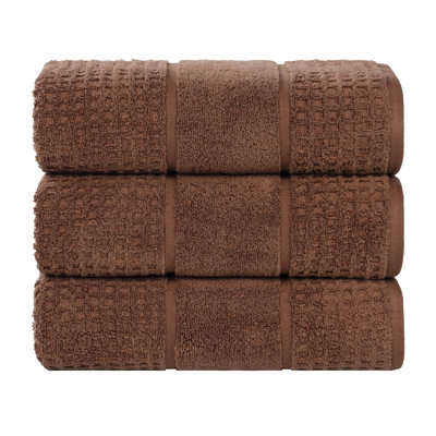  Zero-Twist Cotton Bath Towel Set - Honeycomb Waffle Texture - Quick-Dry