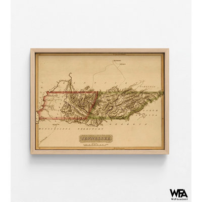 Tennessee 1817, ancienne carte du Tennessee, carte antique du Tennessee, carte de l'État du Tennessee, affiche historique des États-Unis, impression de l'histoire de la Tennessee, décor de bureau rustique