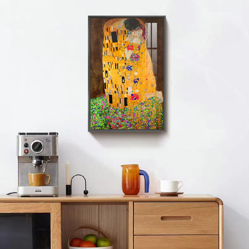 "Klimt" par Gustav Klimt - reproduction de cadre photo sur métal, 16" H x 12" W, Cadre noir