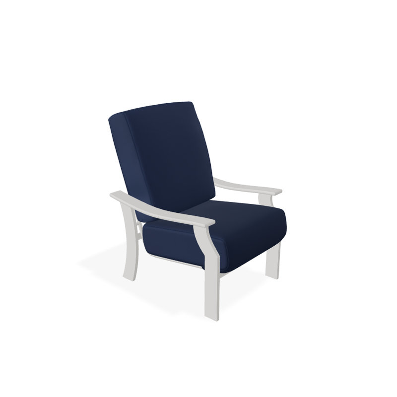 St. Catherine Outdoor Lounge Chair, Textured Snow, Canvas Navy Sunbrella® Canvas