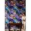 Papier peint abstrait bleu marbré abstrait