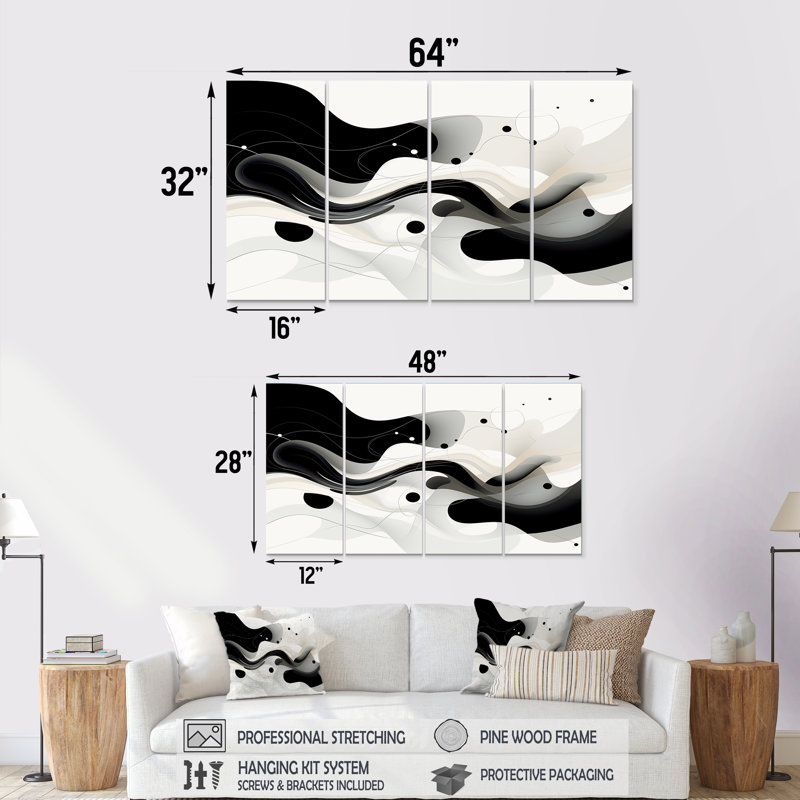Corneilous - art mural 4 vagues, H 28 po x l 48 po