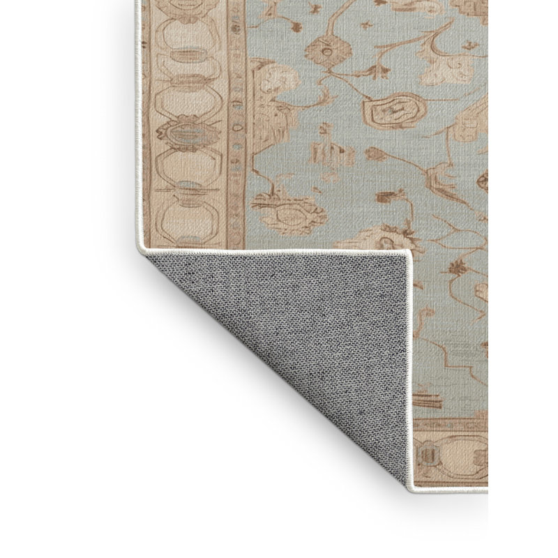 Tapis turc beige lavable à la machine, Rond 8 pi