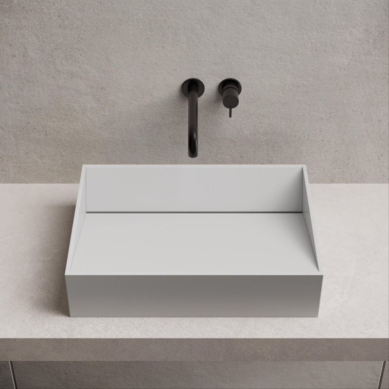 MonBlari 18" X 14" Rectangle Solid Surface Matte White Vessel Sink, Matte White, 17.72"L X 13.78"W X 3.94"H