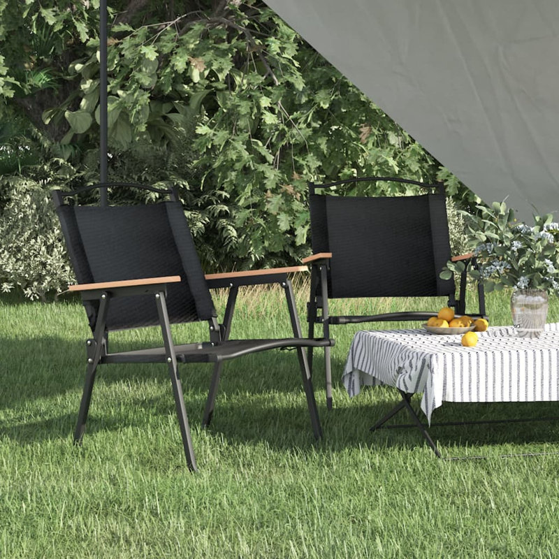 Camping Chair Outdoor Folding Camping Beach Chair Oxford Fabric, Black, Black