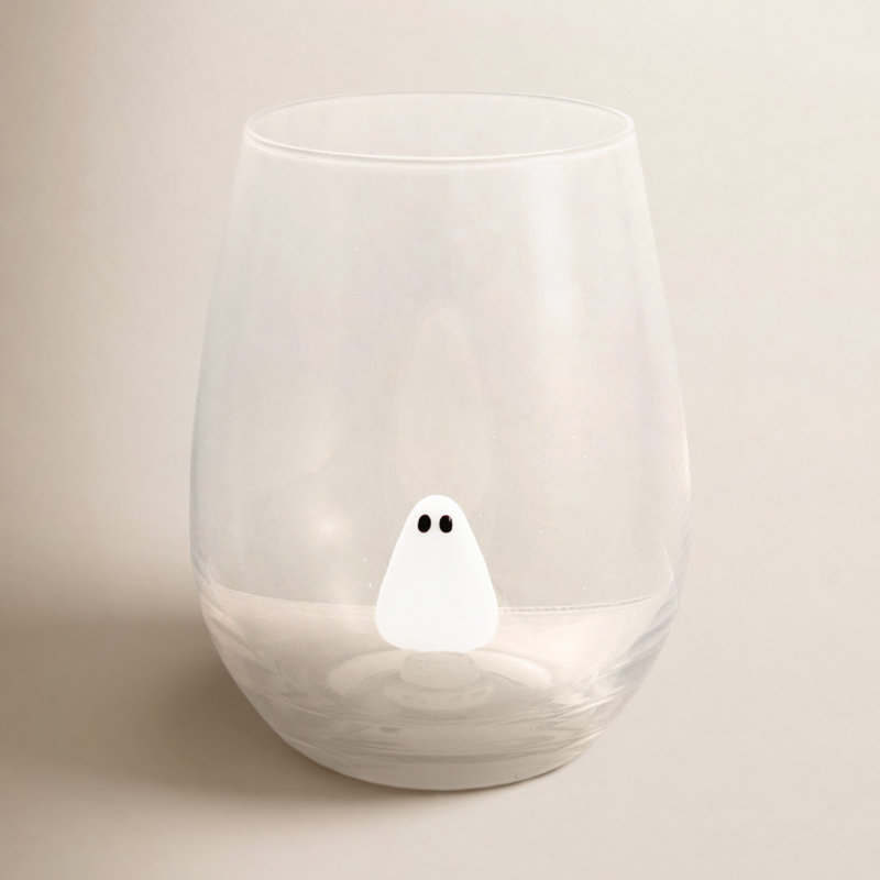 Hand-Blown Glass Ghost Stemless Wine Glasses