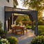 Pavillon de jardin mural Lean-to | Toit en acier galvanisé, structure en aluminium, rideaux et moustiquaire-132906348