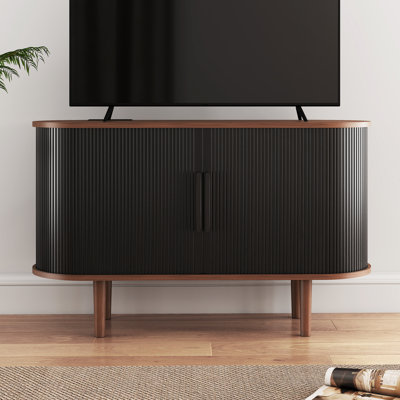 47.2''W X 21''H Storage Accent Cabinet, Fluted Sideboard Buffet Cabinet With USB Charging Station, Console Table With Tambour Slatted Sliding Doors, Tv Stand For Living Room, Kitchen