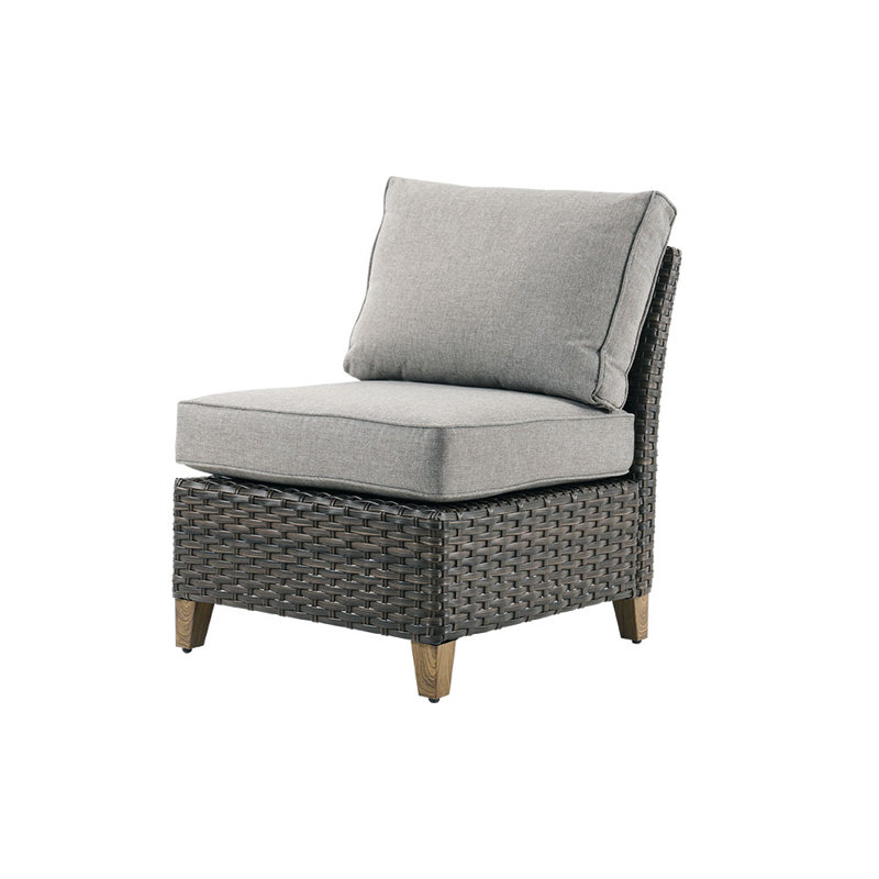 Umeh Wicker Patio Chair with Removable Cushions, Gray
