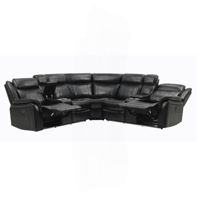 BLACK LEATHER SECTIONAL