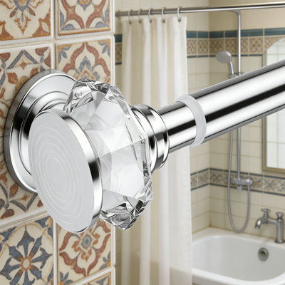 43-72 Inch Adjustable Spring Tension Shower Curtain Rod – No Drill Rust Proof Non-Slip Tension Rod For Bathroom, For Outdoor Patio, Window, Bathroom & Living Room Curtains