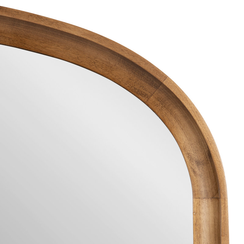 Miroir d'appoint mural Daquan, Bois massif, 28 po x 34 po, Brun