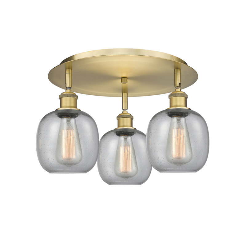 Plafonnier semi-encastré en verre Alve, Grainé, Laiton brossé