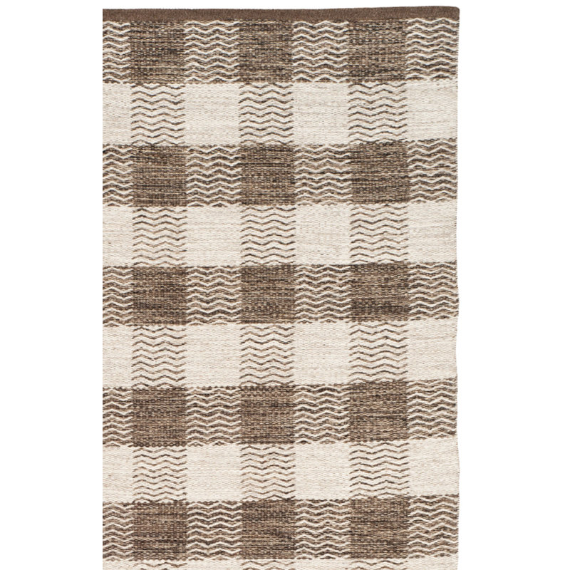 Tapis en laine / coton tissé à la main Vacaville gris clair / brun, Rectangle 9 pi x 12 pi